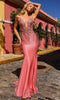 Nox Anabel G1364 - Plunging Applique Prom Dress