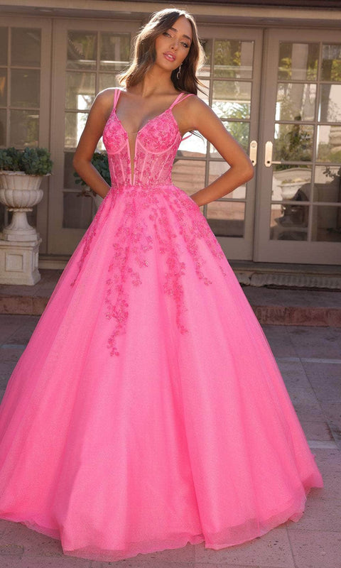 Hot Pink Nox Anabel H1357 - Sleeveless Corset Bodice Ballgown – alternate view 3