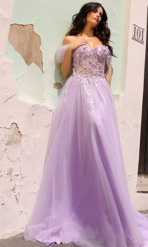Nox Anabel J1324 - 3D Butterfly Embellished Corset Bodice Prom Gown