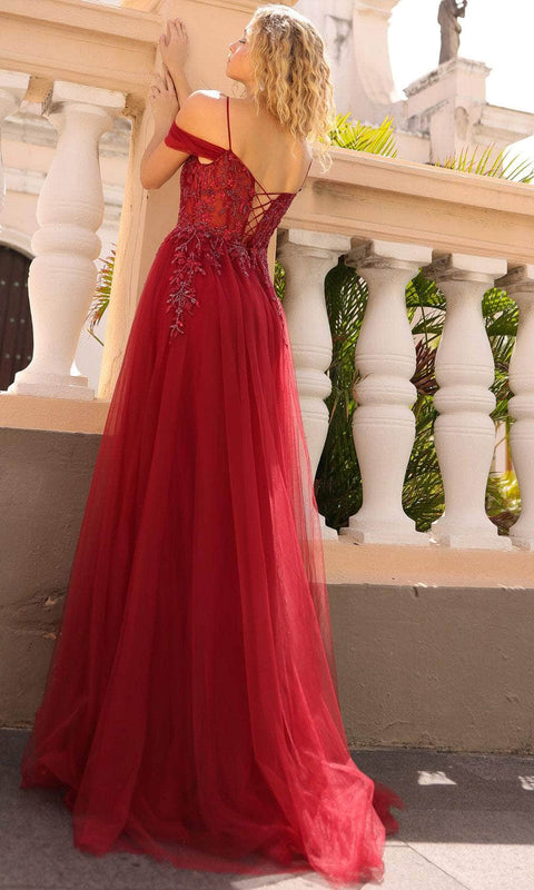 Nox Anabel L1362 - Cold Shoulder Corset Bodice Prom Gown