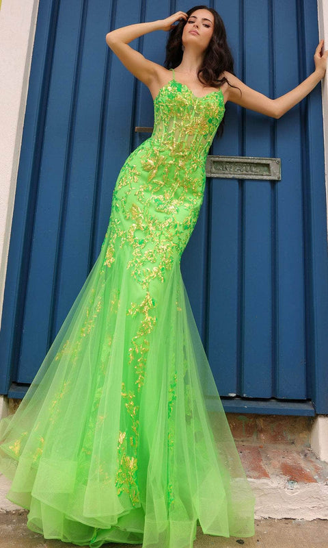 Nox Anabel Q1390 - Sheer Corset Prom Dress