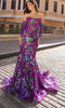 Nox Anabel R1268 - Floral Sequin Mermaid Evening Dress