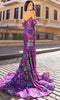 Nox Anabel R1268 - Floral Sequin Mermaid Evening Dress