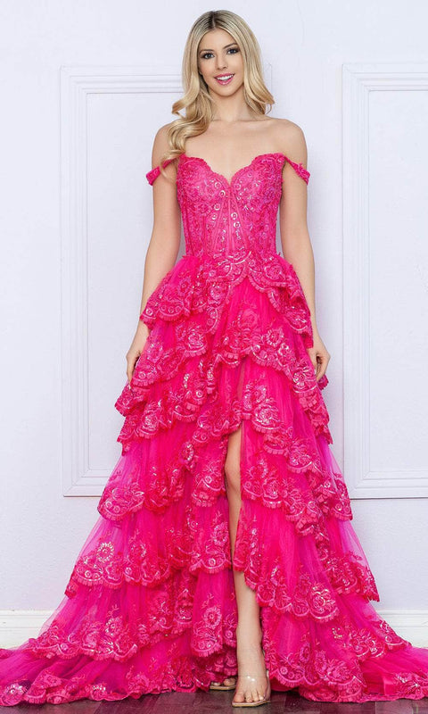 Nox Anabel R1299 - Lace Tiered Prom Dress