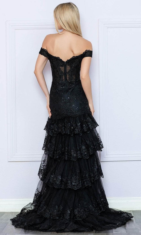 Nox Anabel R1301 - Applique Trumpet Prom Dress