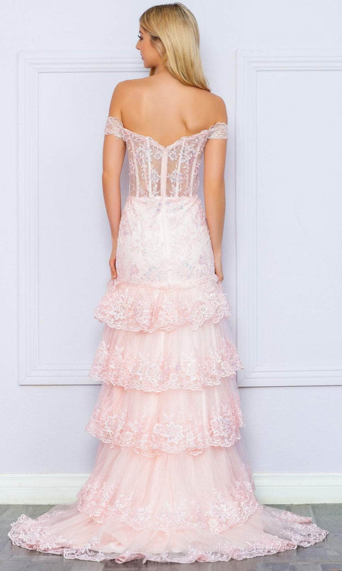 Nox Anabel R1301 - Applique Trumpet Prom Dress