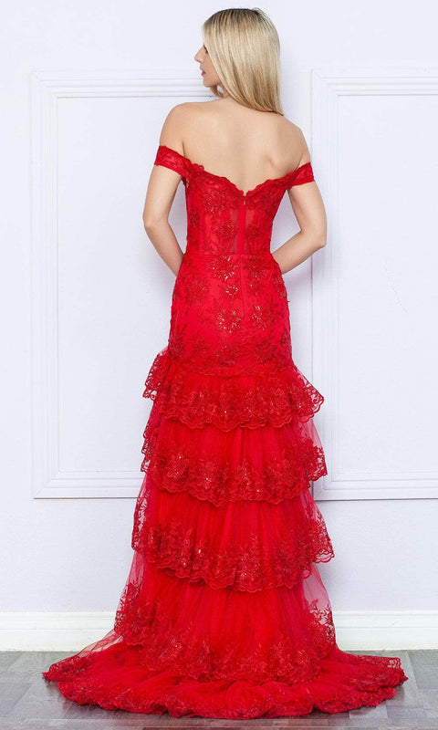 Nox Anabel R1301 - Applique Trumpet Prom Dress