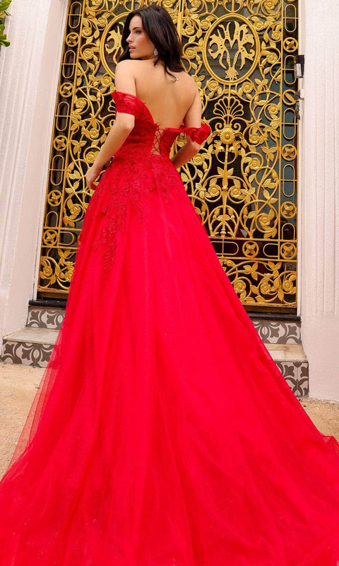 Nox Anabel R1303 - Embroidered Off Shoulder Prom Dress
