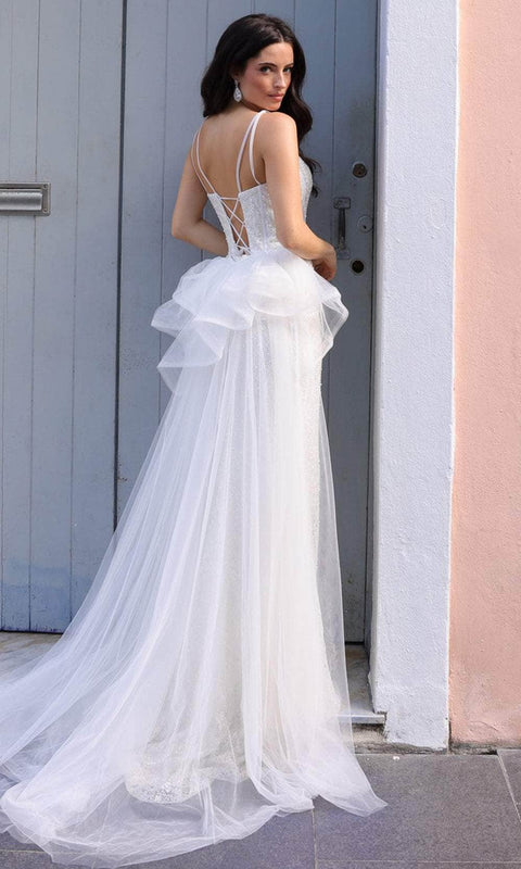 Nox Anabel Y1475 - Embellished Sleeveless Prom Gown With Overskirt