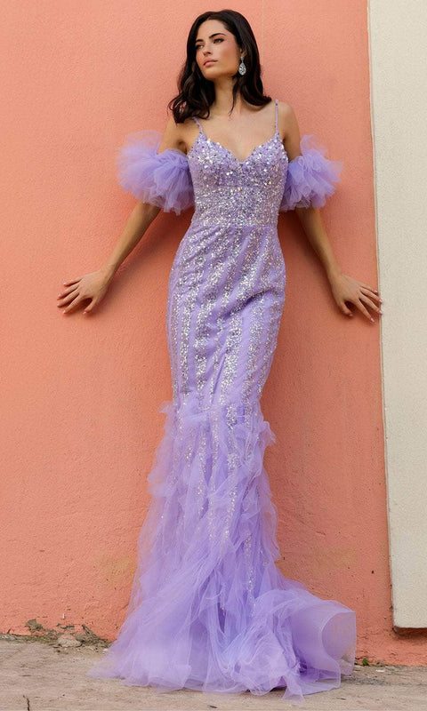 Nox Anabel Y1476 - Sequin Embellished Sleeveless Prom Gown