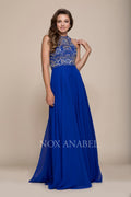 Evening Sleeveless High Neck Beaded Top A-Line Dress 8277 by Nox Anabel