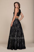 Vestido evasé con escote redondo y encaje bordado, sin mangas, para fiesta de graduación 8281 de Nox Anabel