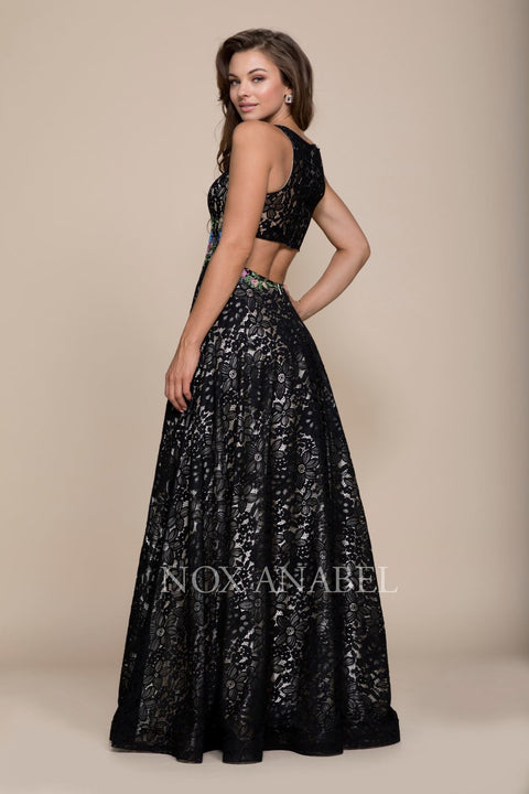 Prom Sleeveless, Embroidered Lace Scoop A-Line Dress 8281 by Nox Anabel