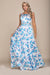 Floral Print Bateau Neckline Open Back Prom Dress 8290 by Nox Anabel