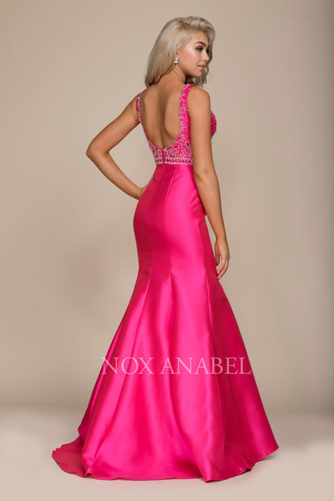 V-Neck Beaded Top Trumpet Long Mermaid Gown 8307 By Nox Anabel