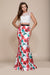 Two Piece Lace Crop Top Dress with Floral Mermaid Skirt 8342 by Nox Anabel