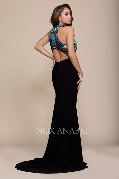 Embroidered Sleeveless Halter Top Prom Evening Dress 8375 by Nox Anabel