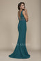 Deep V-Neck Mermaid Dress with Jeweled Band A076 by Nox Anabel