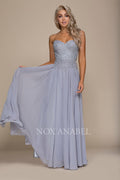 Strapless Sweetheart Beaded Bodice Chiffon Bottom Prom Dress B045 by Nox Anabel