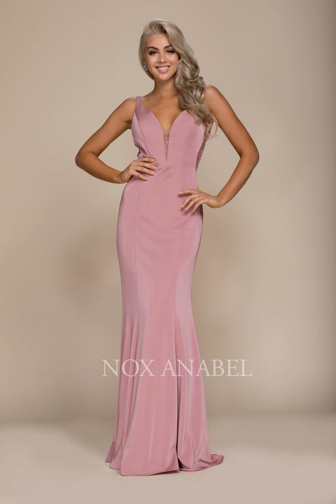 Long Evening Dress with Illusion Bust and Back C001 by Nox Anabel
