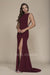 Alluring Bateau Neck Side Cutouts High Slit Sheath Dress C024 by Nox Anabel