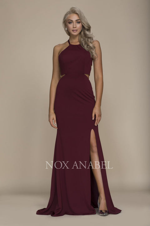 Sexy Cutout Halter Neck Lace-Up Back Sheath Gown Party Dress C026 by Nox Anabel