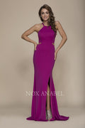 Sexy Cutout Halter Neck Lace-Up Back Sheath Gown Party Dress C026 by Nox Anabel