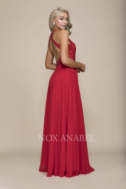 Beautiful Embroidered Halter Chiffon A-Line Prom Dress J117 by Nox Anabel