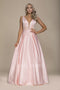 Classical V-Neck Triple Waistband Sleeveless Satin Prom Gown M130 by Nox Anabel
