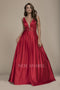 Classical V-Neck Triple Waistband Sleeveless Satin Prom Gown M130 by Nox Anabel