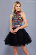 Halter Illusion Cutout Floral Top Short Hem Dress 6272 by Nox Anabel