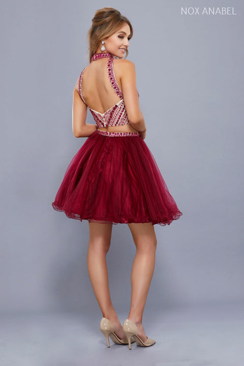 Short Two Piece Dress with Beaded Top 6326 by Nox Anabel