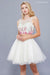 Short Two Piece Embroidered Ivory Floral 6352 by Nox Anabel
