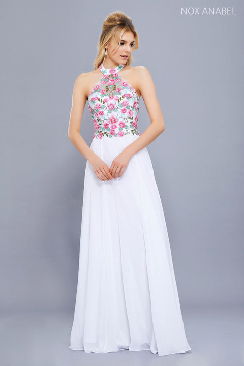 Halter Style with Floral Embroidery Embellishment Bridesmaids Dress 8326 By Nox Anabel