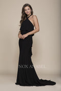 Halter Neck Wave Overlay Trumpet Dress with Sweep Train Q132 by Nox Anabel