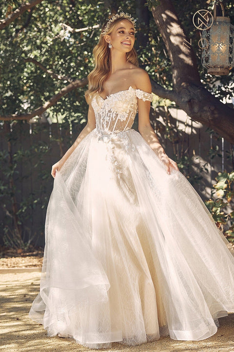 Corset Off Shoulder Bridal Gown by Nox Anabel C1199W
