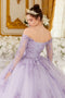 Elegant Off Shoulder Long Sleeve Ball Gown - Cinderella Divine 15706