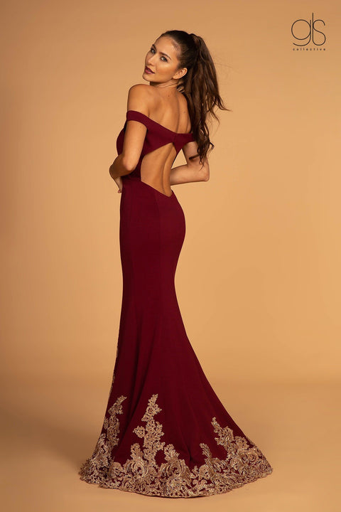 Off Shoulder Mermaid Dress with Appliques by Elizabeth K GL2658