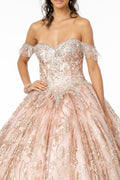 Off Shoulder Sweetheart Glitter Ball Gown by Elizabeth K GL2913