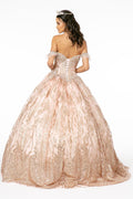 Off Shoulder Sweetheart Glitter Ball Gown by Elizabeth K GL2913