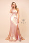 Metallic One Shoulder Iridescent Gown by Nox Anabel M327