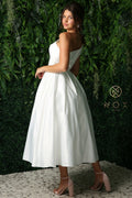 Tea Length One Shoulder Dress by Nox Anabel JE931