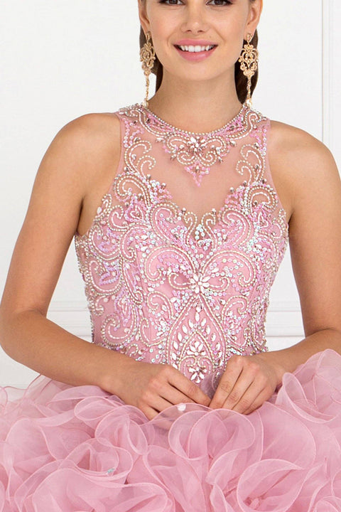 Elizabeth K GL1554's Ball Gown with Sweetheart Neckline and Organza Ruffled Skirt