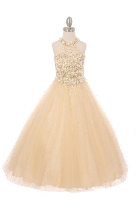Gown with Pearl Beaded Halter by Cinderella Couture 5055