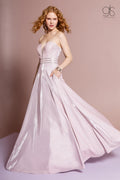 Elizabeth K GL2674's Pink Glittering Long Strapless A-Line Dress