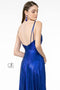 Elizabeth K GL2927's Long A-Line Metallic Dress with Pleats and Slit