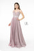 Elizabeth K GL2905's Long A-Line Dress with Metallic Glitter and Pleats