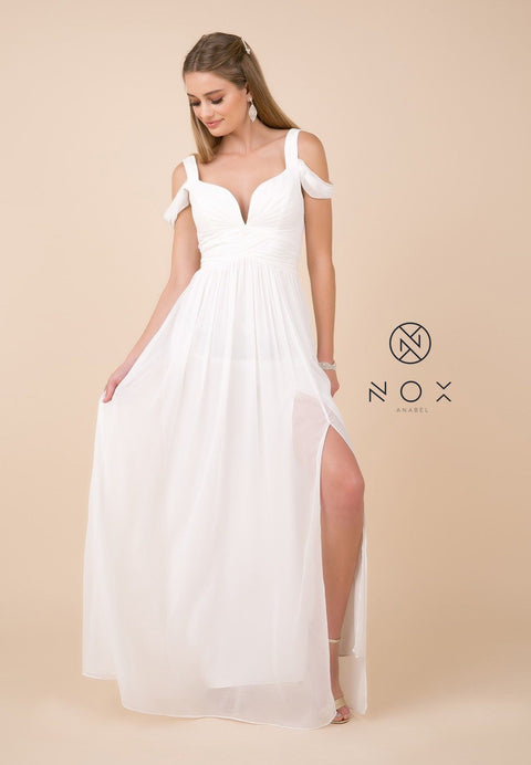 Long Plus Size A-line Cold Shoulder Dress by Nox Anabel Y277P