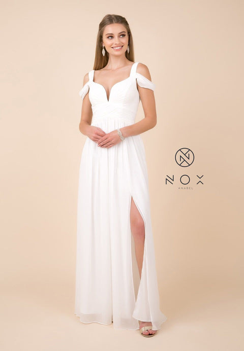 Long Plus Size A-line Cold Shoulder Dress by Nox Anabel Y277P