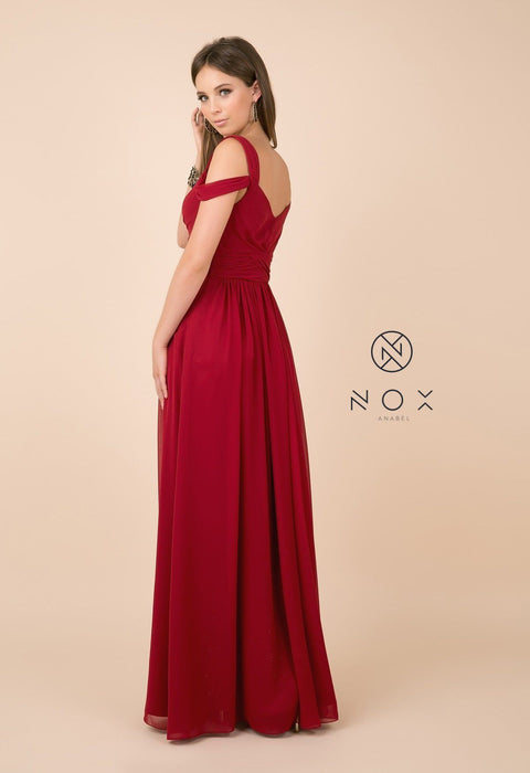 Long Plus Size A-line Cold Shoulder Dress by Nox Anabel Y277P